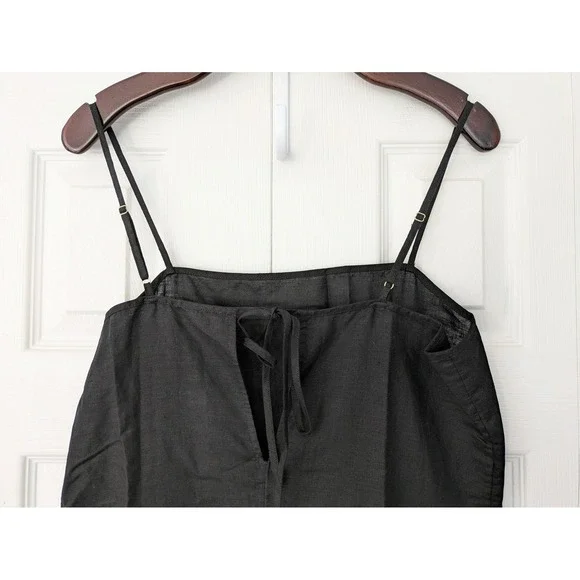 J. Crew Linen Cotton Blend Tie Back Midi Dress Size M Black NWOT $128 CI281 - Picture 4 of 9